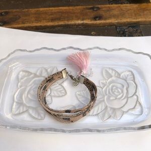 Anthropologie Pink Design Tassel Bracelet